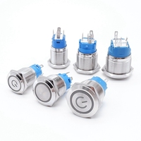 12/16/19mm étanche IP65 12 volts Halo éclairé verrouillage d'alimentation allumé/éteint avec double Led personnalisé 24vdc interrupteur à bouton-poussoir