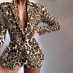 Женский однотонный блейзер с длинным рукавом, 2 шт./комплект - Product Image 2