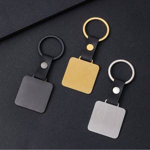 Porte-clés personnalisé en acier inoxydable avec gravure laser, impression UV couleur, forme cube, boucle en cuir, pour festival - Product Image 1