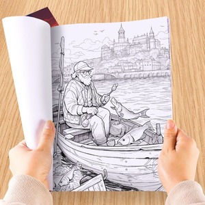 สมุดระบายสีลายชายหาดแบบกำหนดเอง ภาพวาดเส้นลายมือ DIY สมุดระบายสีกราฟฟิตี สมุดระบายสีเพื่อผ่อนคลายความเครียดสำหรับผู้ใหญ่ กระดาษออฟเซ็ต - Product Image 4