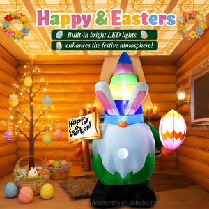 ตุ๊กตาโนมเป่าลมขนาด 4.6 ฟุต สำหรับตกแต่งภายนอกในวันอีสเตอร์ ถือไข่ พร้อมไฟ LED ในตัว สำหรับตกแต่งสนามหญ้า สวน - Product Image 5