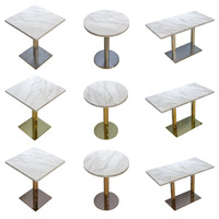 Table basse haute en acier inoxydable avec dessus en marbre F47