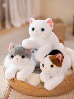 Vendeur chaud Kawaii Stimulation chat en peluche réaliste chat couché sur le ventre moelleux doux peluche jouet drôle compagnon poupée pour enfants