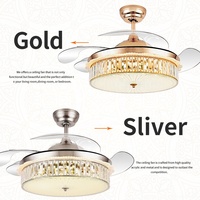 Ventilateurs de plafond en cristal 42 pouces 2016, 110-220V, décoratifs, sans pales, modernes, tricolores, télécommande, LED, design rond pour la maison