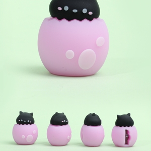 Taille-crayon en silicone motif animal kawaii, design Eggman's Party, pour étudiants et bureau, papeterie créative - Product Image 1