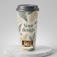 Gobelet à boisson jetable à double paroi en papier kraft créatif, compartiment cadeau mystère isolé au fond, qualité alimentaire, logo personnalisé OEM