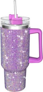 40oz thép không gỉ cốc Rhinestone long lanh Bling Mỹ phong cách thể thao Cốc du lịch Stan cup rơm dính nắp xử lý thiết kế - Product Image 3