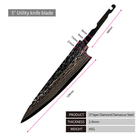 Amber Black Hammer Damascus Blade Knife Set VG10 Copper Damascus Kitchen Knife Blank Set Blanks