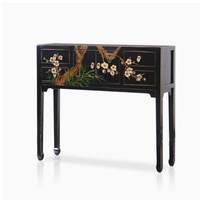 Table console peinte à la main, table d'appoint d'entrée, petite table de rangement en bois massif, style antique, table d'autel, mobilier classique, 4 tiroirs