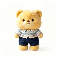 Adorable Ours en Peluche avec Chemise Rayée et Short, Doux et Moelleux, Compagnon pour Enfants, Cadeau, Décoration d'Intérieur