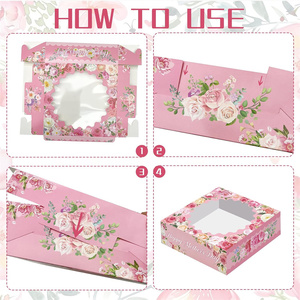 Caja de Galletas para el Día de la Madre con Ventana, Cajas Rosas para Regalo con Ventana, Cajas de Pastelería para el Cumpleaños de Mamá, Artículos para Fiestas - Product Image 6