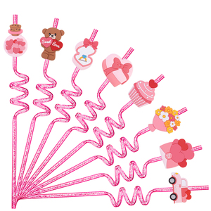 Christmas Spiral Glitter Straw Fun PVC Waterproof Customized Color Customized Logo Digital Printing Promotional Party Supplies