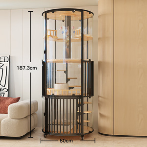 Villa Moderna <span class=keywords><strong>para</strong></span> Gatos de Interior, Mueble de Lujo de Madera Sólida con Gran Espacio, Vidrio Templado y Múltiples Niveles <span class=keywords><strong>para</strong></span> Gatos Grandes, Uso Doméstico - Product Image 5