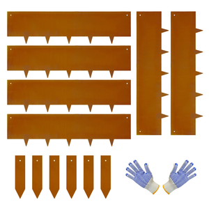 Borde de Jardín de Acero Corten de Diseño Moderno, Valla Impermeable Rectangular Plana de Madera para Paisajismo, Adornos de Jardín - Product Image 4