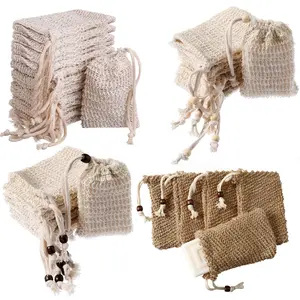 Bán buôn tự nhiên sinh thái thân thiện tẩy tế bào chết Pouch cotton bong bóng chất tẩy rửa lưới cơ thể bọt sisal Net Saver tẩy tế bào chết Túi xà phòng