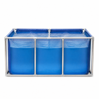 Bassin de culture pliable unilatéral en toile transparente pour poissons, carpes koï et crevettes, avec support en acier inoxydable épaissi