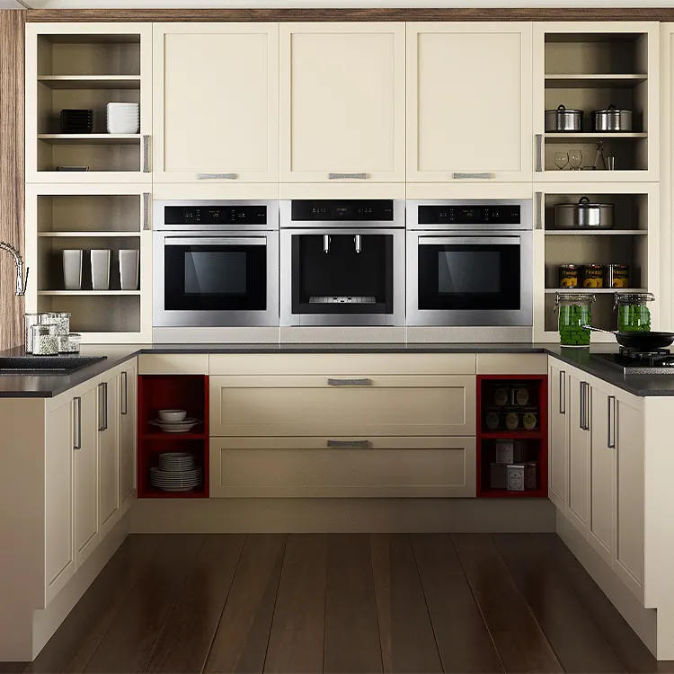 Armadio da cucina per appartamento moderno legno vermont pvc produttori dispensa pronto acero rovere bianco mobili da cucina
