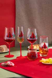 Maschinen gefertigter quadratischer 180-ml-Weihnachtsrothausstiel im europäischen Stil für Becher Umwelt freundliche bleifreie festliche Gläser - Product Image 3