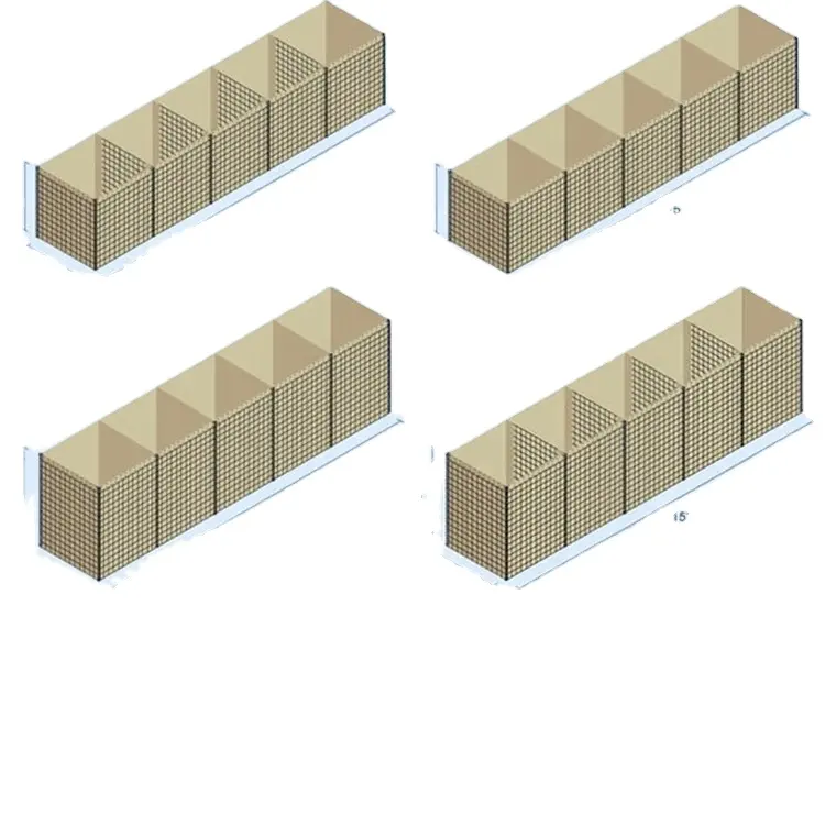 Çin yüksek kaliteli Hesco patlama duvar 0.61x0.61x1.22m MIL2 HESCO satılık bariyer