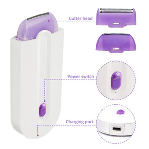 Afeitadora Eléctrica 2 en 1 con Cabezales Reemplazables, Dispositivo <span class=keywords><strong>de</strong></span> Depilación Corporal, Facial y <span class=keywords><strong>de</strong></span> Piernas, Recargable por USB, Compacta, Venta al Por Mayor - Product Image 1