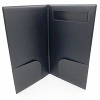 Buku Server Folder tagihan restoran kulit PVC hitam kustom A5 untuk penyaji cek pelayan dengan Folder bantalan tulis