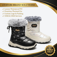 Bottes de neige de luxe pour enfants, motif flocon de neige premium, bottes d'hiver pour enfants, fourrure chaude