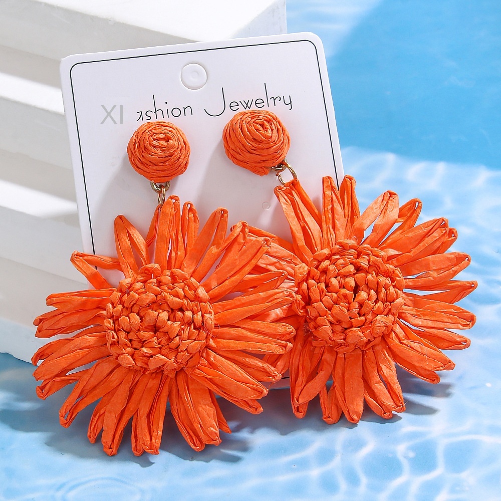 Red Flower Dangle Earrings For Women - Long Drop Petal Statement Earrings Boho Jewelry Gift