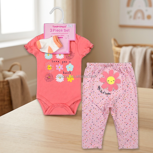 Ensemble 2 pièces d'été en coton 100% décontracté, anti-plis, séchage rapide, antibactérien, avec boutons corne, comprenant body, short et chaussettes - Vente en gros - Product Image 3