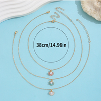 Collier tendance avec pendentif géométrique en coquillage festonné, chaîne à maillons dorés, breloque en émail et fausse perle, réglable, bijou marin, cadeau pour femme