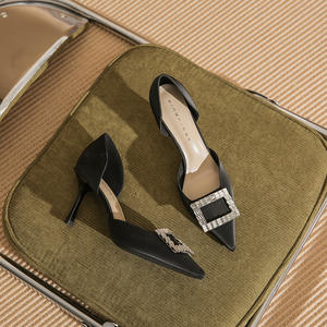 All-Season Summer Business Style High <b>Heels</b>. Elegant Genuine Leather Stiletto <b>Heel</b> Party Shoes Bow Detail-for Stylish Events - Product Image 1