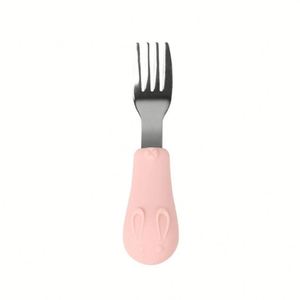 Tenedor y Cuchara de Silicona y Acero Inoxidable para Bebés, para que Aprendan a Comer, con Mango Corto, para Alimentos Complementarios - Product Image 2