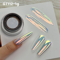 Yokefellow GleamTap Cushion Aurora Chrome 1G Nueva Actualización Polvo para Uñas Efecto Sirena Aurora para Uñas