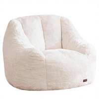 Housse de pouf en fausse fourrure confortable et luxueuse, avec support dorsal, une place pour adultes et enfants - Canapé de sol rembourré pour salon