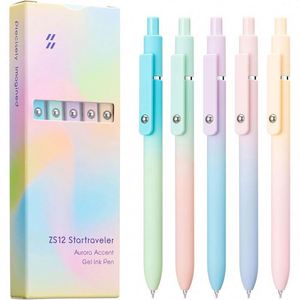 Paquete de 5 Bolígrafos de Tinta Negra Japonesa de Alta Gama, Punta Fina de 0.5 mm, Diseño Geométrico Deformado, Multicolor, Plástico, Excelente Idea de Regalo - Product Image 2