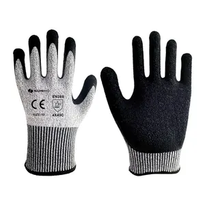 Sunnyhope定制13g耐用安全5级乳胶涂层HPPE防切割安全手套