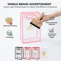 Sac fourre-tout en PVC transparent renforcé et épaissi, robuste, avec fond renforcé, écologique, sac à main en plastique transparent pour emballage de vente au détail en boutique