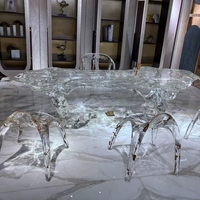 Forme irrégulière Glacier Cascade Table à thé transparente Résine époxy Ondulation de l'eau Table à manger pour Villa Hôtel Meubles de maison