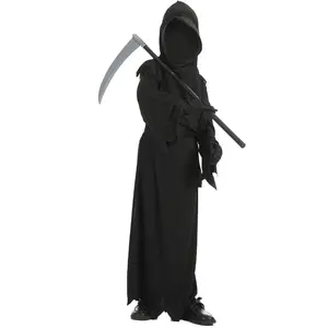 Halloween Phantom Van Duisternis Grim Reaper Ghoul Scythe Kostuum Mystieke Horror Grim Reaper Cosplay Kostuum Voor Kid