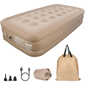Cama de colchón de aire inflable Flocado de promoción de fábrica con colchón de aire de bomba incorporada - Product Image 6