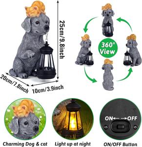 Escultura de Perro Pintada <span class=keywords><strong>a</strong></span> Mano con Energí<span class=keywords><strong>a</strong></span> Solar, Figura de Mascota de Resina, Linterna, Luz, Decoración para Jardín Exterior, Regalo para Mujeres y Abuelas - Product Image 2