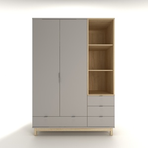 Armoire de rangement moderne à 3 portes en chêne Sonoma argenté pour chambre à coucher - Product Image 2