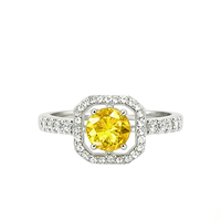 KAAN JEWELRY Damen 925 Silber Rhodinierter Ring mit gelbem Quadrat Zirkon Trendy Design für Geschenk anlässe