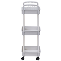 Chariot de rangement rectangulaire en plastique à roulettes pour salle de bain et cuisine, étagère mobile pour maison préfabriquée