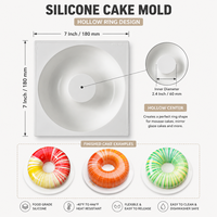 AKOKO Moule à gâteau en silicone creux de 7 pouces pour pâtisserie française Mousse au chocolat et beignet-Eco-Friendly Easy Demoulding Oven Safe