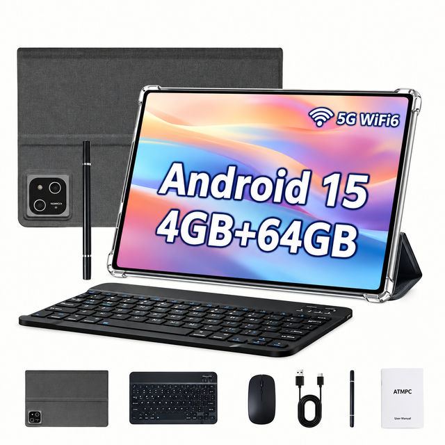 10.1 Inch 5G Wifi 4GB 64GB Octa Core Tablette Tablet 5g Android 15 Tableta Barata Business PC Tablet With Keyboard Mouse Pen