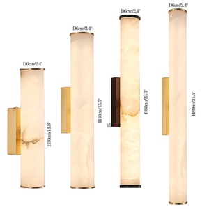 Applique murale moderne pour hôtel de luxe en pierre LED or et noir pour décoration d'intérieur Applique murale décorative or de luxe en albâtre - Product Image 1