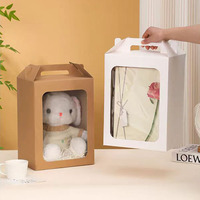 Boîte cadeau rectangulaire personnalisée avec fenêtre transparente en PVC, pliable, en papier kraft, finition mate, logo personnalisé, impression UV/numérique/sérigraphie