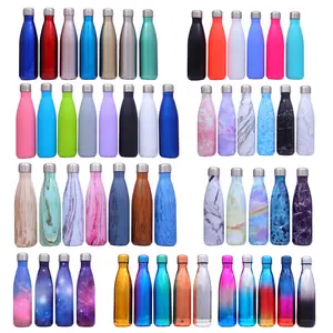 Блестящая бутылка для воды из нержавеющей стали, 17 унций, двойная настенная вакуумная Изолированная металлическая велосипедная бутылка для воды с блестками