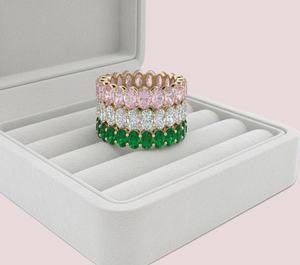 Anillo de eternidad de oro amarillo de 14 quilates con gemas/diamantes naturales/cultivados en laboratorio certificados - Product Image 1