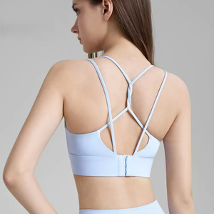 Soutien-gorge de sport pour femme OEM/ODM, devant tendance, bretelles croisées au dos, fermeture à triple crochet réglable, large bande de maintien, antichoc, séchage rapide - Product Image 2